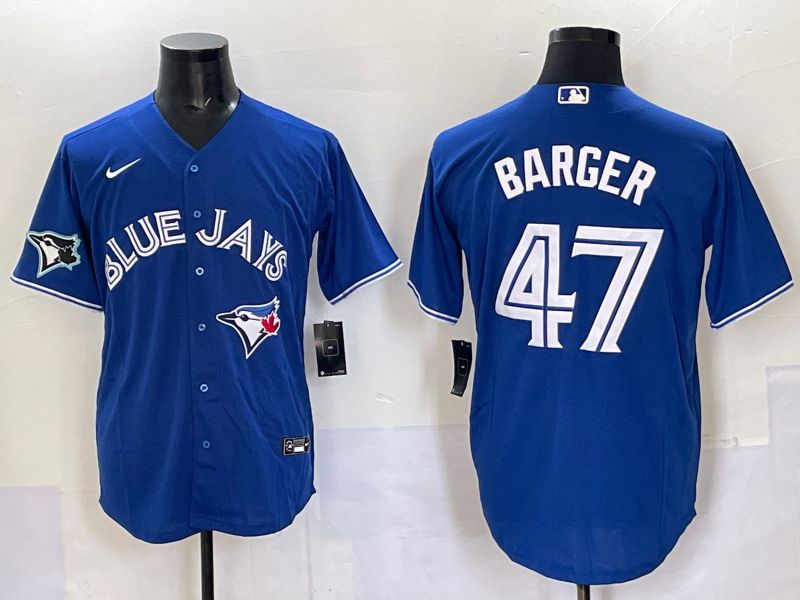 Men Toronto Blue Jays 47 Barger Blue Game 2025 Nike MLB Jersey style 004